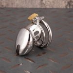 Stainless Steel Cock Cage Metal Chastity Cage Round Ring With Anti Slip Ring