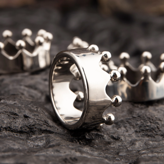 1 Silver Crown Stainless Steel Cock Ring - Image 1