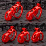 Flaming Red Ghost Chastity Cage Curved Ring