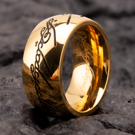 1 Handwrite Gold Plated Stainless Steel Cock Ring - Image 1
