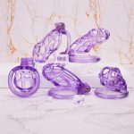 See-Through Ice Purple Mamba Chastity Cage Flat Ring