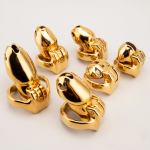 24K Gold plated Cock Cage HTV4 Stainless Steel Male Sissy Chastity Device Lockable Metal Penis Ring Chastity Cage - Image 6