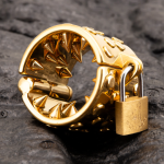 24K Gold Plated Kali's 4 Rows Non Removable Teeth  Ball Stretcher Testicles Metal Cock Ring Spiked Stretching CBT