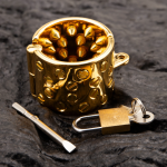 24K Gold Plated Kali's 4 Rows Removable Spiked Teeth  Ball Stretcher Testicles Metal Cock Ring Stretching CBT