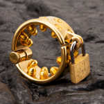 24K Gold Plated Kali's 2 Rows Removable Rounded Teeth  Ball Stretcher Testicles Metal Cock Ring Stretching CBT