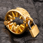 24K Gold Plated Kali's 2 Rows Removable Long Spiked Teeth  Ball Stretcher Testicles Metal Cock Ring Stretching CBT