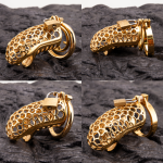 Gold Plated Stainless Steel Snake Chastity Cage Hollow Cock Cage - Image 4