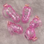 See-Through Ice Pink Lightweight Chastity Cage Flat Ring - Image 3