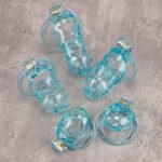 See-Through lce Blue Lightweight Chastity Cage Flat Ring - Image 3