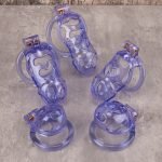 See-Through lce Purple Lightweight Chastity Cage Flat Ring - Image 3