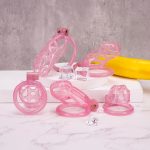 See-Through Ice Pink Mamba Chastity Cage Flat Ring