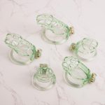 See-Through Ice Green Mamba Chastity Cage Flat Ring - Image 3