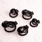 Black Premium Car Paint 3D Printed Lightweight Chastity Cage Curved Ring Penis Cage Set - Image 3