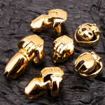 24K Gold plated Cock Cage HTV4 Stainless Steel Male Sissy Chastity Device Lockable Metal Penis Ring Chastity Cage - Image 3