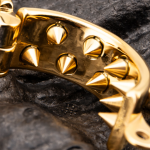 24K Gold Plated Kali's 2 Rows Non Removable Teeth  Ball Stretcher Testicles Metal Cock Ring Spiked Stretching CBT - Image 2
