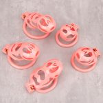 Pink Cock Cage Set Premium Car Paint 3D Printed Lightweight Chastity Cage Flat Ring Penis Cage - Image 3