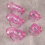 See-Through Ice Pink Lightweight Chastity Cage Flat Ring - Image 4