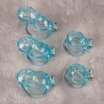 See-Through lce Blue Lightweight Chastity Cage Flat Ring - Image 4