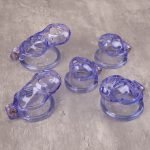 See-Through lce Purple Lightweight Chastity Cage Flat Ring - Image 4