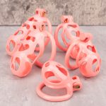Pink Cock Cage Set Premium Car Paint 3D Printed Lightweight Chastity Cage Flat Ring Penis Cage - Image 5