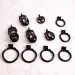 Black Premium Car Paint 3D Printed Lightweight Chastity Cage Curved Ring Penis Cage Set - Image 4