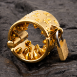 24K Gold Plated Kali's 4 Rows Removable Spiked Teeth  Ball Stretcher Testicles Metal Cock Ring Stretching CBT - Image 11