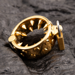 24K Gold Plated Kali's 2 Rows Non Removable Teeth  Ball Stretcher Testicles Metal Cock Ring Spiked Stretching CBT - Image 3