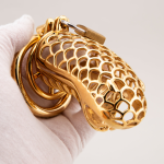 Gold Plated Stainless Steel Snake Chastity Cage Hollow Cock Cage - Image 2