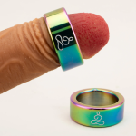 Rainbow LGBTQ Meditation Stainless Steel Cock Ring - Image 9