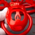 Flaming Red Ghost Chastity Cage Curved Ring - Image 7