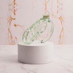 See-Through Ice Green Mamba Chastity Cage Flat Ring - Image 5