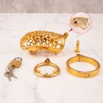 24k Gold Plated Snake Chastity Device Metal Cock Cage - Image 10