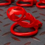 Flaming Red Ghost Chastity Cage Curved Ring - Image 8