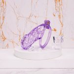 See-Through Ice Purple Mamba Chastity Cage Flat Ring - Image 6