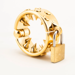 24K Gold Plated Kali's 2 Rows Non Removable Teeth  Ball Stretcher Testicles Metal Cock Ring Spiked Stretching CBT - Image 5