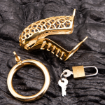 Gold Plated Stainless Steel Snake Chastity Cage Hollow Cock Cage - Image 7