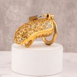 24k Gold Plated Snake Chastity Device Metal Cock Cage - Image 3