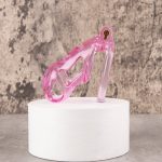 See-Through Ice Pink Lightweight Chastity Cage Flat Ring - Image 7