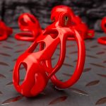Flaming Red Ghost Chastity Cage Flat Ring - Image 6