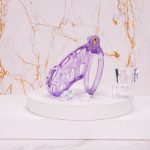 See-Through Ice Purple Mamba Chastity Cage Flat Ring - Image 7