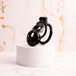 Black Premium Car Paint 3D Printed Lightweight Chastity Cage Curved Ring Penis Cage Set - Image 8