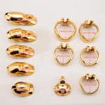 24K Gold plated Cock Cage HTV4 Stainless Steel Male Sissy Chastity Device Lockable Metal Penis Ring Chastity Cage - Image 11