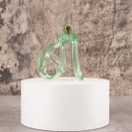 See-Through Ice Green Lightweight Chastity Cage Curved Ring - Image 9
