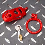 Flaming Red Ghost Chastity Cage Curved Ring - Image 9