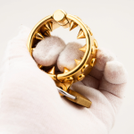 24K Gold Plated Kali's 2 Rows Non Removable Teeth  Ball Stretcher Testicles Metal Cock Ring Spiked Stretching CBT - Image 8