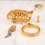 24k Gold Plated Snake Chastity Device Metal Cock Cage - Image 9
