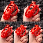 Flaming Red Ghost Chastity Cage Curved Ring - Image 6