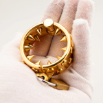 24K Gold Plated Kali's 2 Rows Non Removable Teeth  Ball Stretcher Testicles Metal Cock Ring Spiked Stretching CBT - Image 9