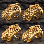 24k Gold Plated Snake Chastity Device Metal Cock Cage