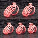 Honeycomb Hollow Lightweight Chastity Cage Pink Sissy Cock Cage Flat Ring
